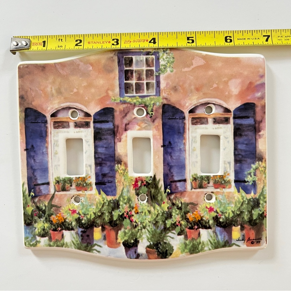 Vintage 3 Toggle Ceramic, Judy Buswell Artist signet Light Switch Cover 1999 - Picture 5 of 6